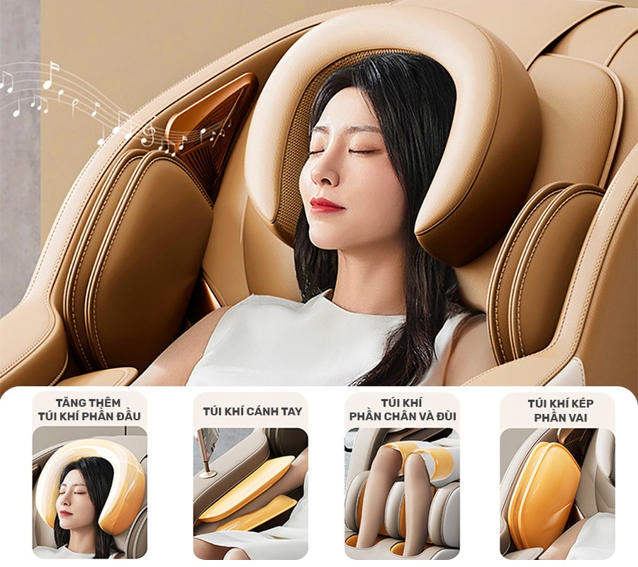 Ghế Massage Toàn Thân OKACHI LUXURY JP-368 (trắng nâu)